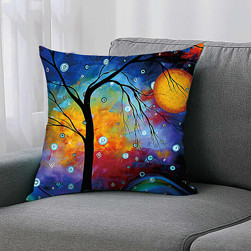 

Double Side 1 Pc Botanical Cushion Cover Print 45x45cm Linen for Sofa Bedroom