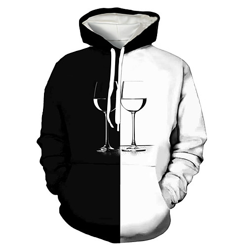 

Men's Pullover Hoodie Sweatshirt Color Block Graphic Prints Print Hooded Daily Sports 3D Print 3D Print Casual Hoodies Sweatshirts Long Sleeve Black