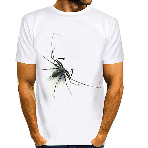 

Men's Tee T shirt 3D Print Graphic Prints Spider Animal Print Short Sleeve Daily Tops Personalized Basic Chic & Modern Casual White