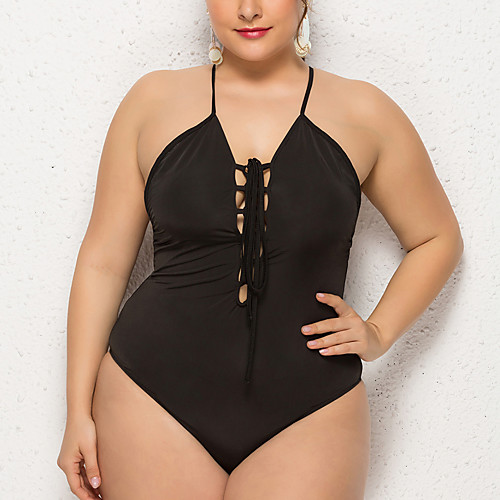 

Women's One Piece Swimsuit Criss Cross Black Swimwear Strap Bathing Suits