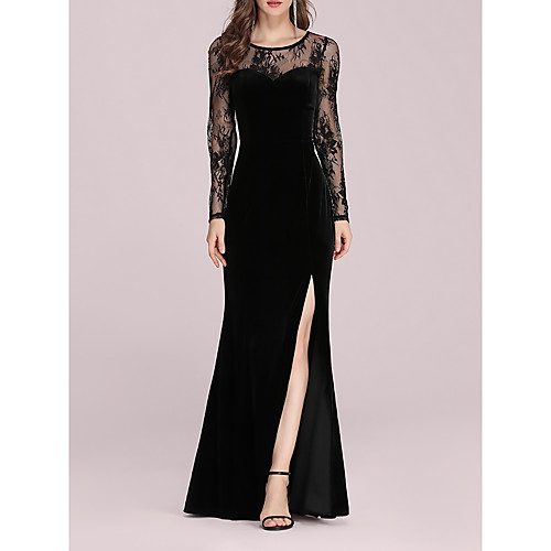 

Women's Sheath Dress Maxi long Dress Black Long Sleeve Solid Color Spring Summer Sexy Slim 2021 S M L XL XXL 3XL 4XL 5XL 6XL 7XL