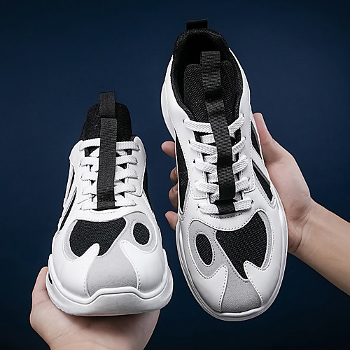 

Men's Trainers Athletic Shoes Sporty Casual Daily Outdoor Running Shoes Basketball Shoes Elastic Fabric Tissage Volant Breathable Non-slipping Wear Proof Black and White White / Blue White / Green