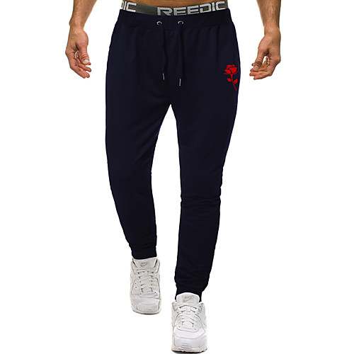 

Men's Casual / Sporty Sweatpants Outdoor Sports Daily Sports Pants Pants Graphic Full Length Drawstring Pocket Print Black Light gray Dark Gray Navy Blue