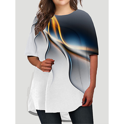 

Women's Plus Size Dress T Shirt Dress Tee Dress Short Mini Dress Short Sleeve Graphic Print Basic Spring Summer White XL XXL 3XL 4XL 5XL