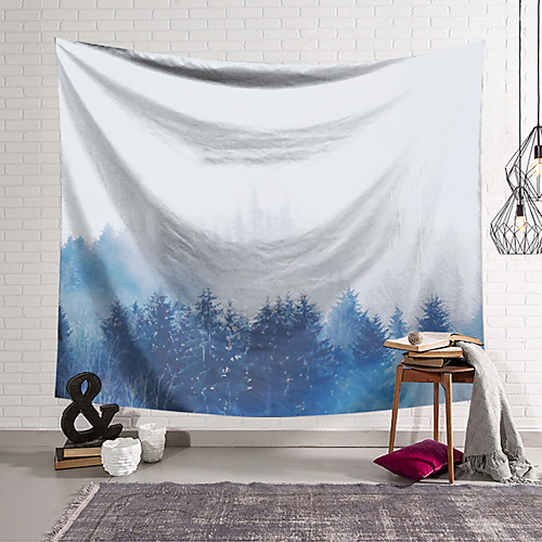 

Wall Tapestry Art Decor Blanket Curtain Hanging Home Bedroom Living Room Decoration Polyester Blue Forest