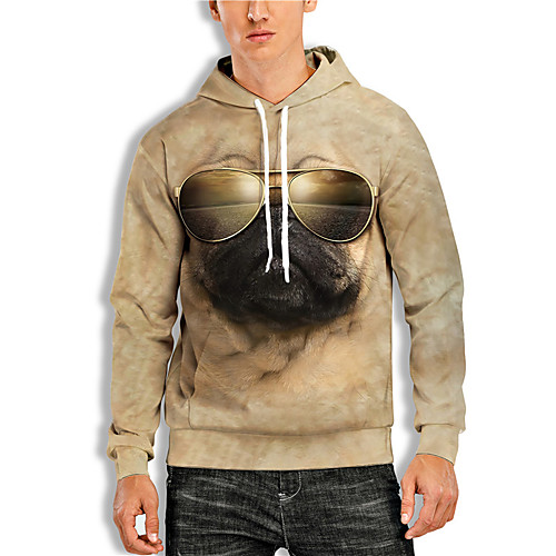 

Men's Pullover Hoodie Sweatshirt Dog Graphic Prints Animal Print Hooded Daily Sports 3D Print 3D Print Casual Hoodies Sweatshirts Long Sleeve Yellow