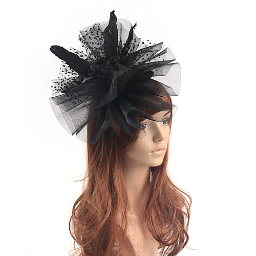 

Elegant Retro Tulle Fascinators with Feather / Floral 1 Piece Special Occasion / Party / Evening Headpiece