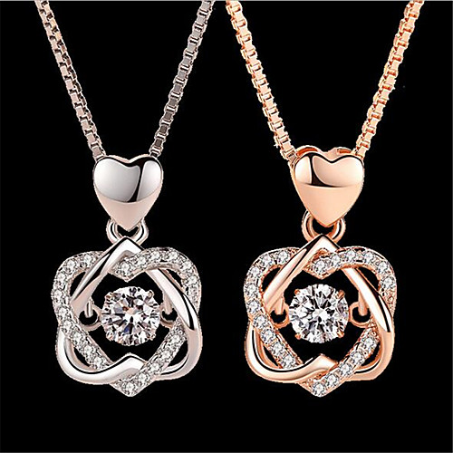 

Women's Pendant Necklace Charm Necklace Heart Fashion Zircon Copper Gold Plated Rose Gold Silver 45 cm Necklace Jewelry 1pc For Christmas Wedding Party Evening Street Gift