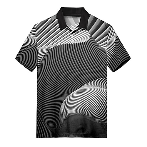

Men's Golf Shirt 3D Print Lightning Optical Illusion Button-Down Print Short Sleeve Casual Tops Casual Fashion Soft Breathable Black / Sports