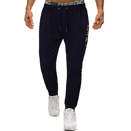 

Men's Casual / Sporty Sweatpants Outdoor Sports Daily Sports Pants Pants Graphic Full Length Drawstring Pocket Print Black Light Grey Dark Gray Navy Blue