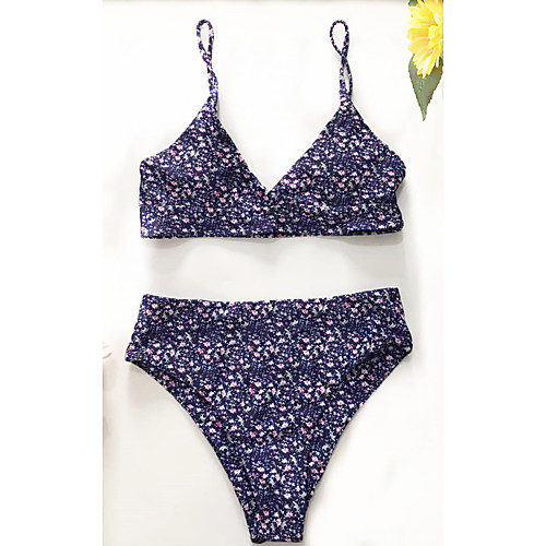 

Women's Bikini 2 Piece Swimsuit Push Up Print Floral Solid Color Blue Yellow Red Swimwear Padded Crop Top Bathing Suits New Casual Sexy / Padded Bras