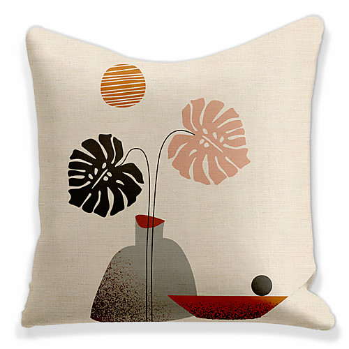 

Double Side 1 Pc Leaf Cushion Cover Print 45x45cm Faux Linen for Sofa Bedroom