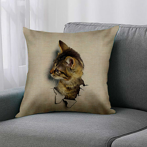 

Double Side 1 Pc Animal Cushion Cover Print 45x45cm Faux Linen for Sofa Bedroom