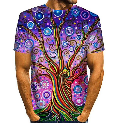 

Men's Tee T shirt Shirt 3D Print Graphic Graphic Prints Tree 3D Print Short Sleeve Daily Tops Basic Casual Round Neck Purple / Summer