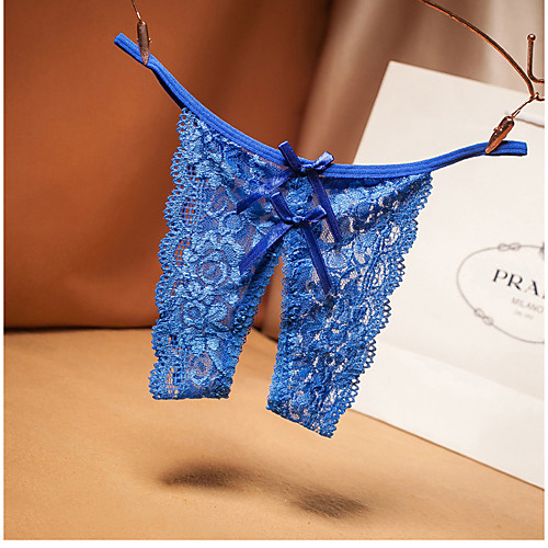 

Women's Normal Mesh / Lace / Bow G-strings & Thongs Panties / C-strings Panty Stretchy Low Waist 1 PC Blue One-Size