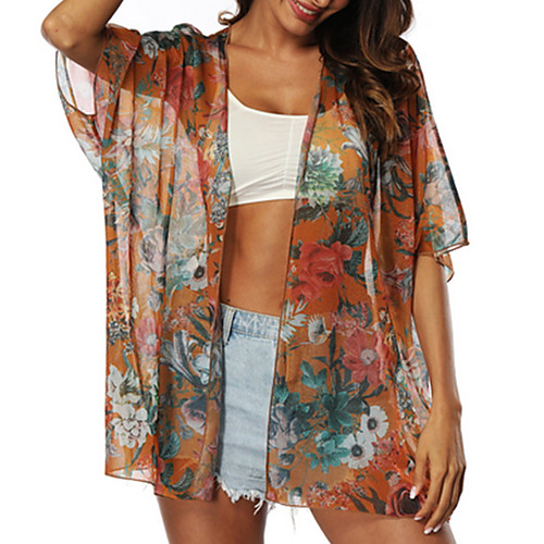 

Women's Swimsuit Floral Normal Swimwear Bathing Suits Orange