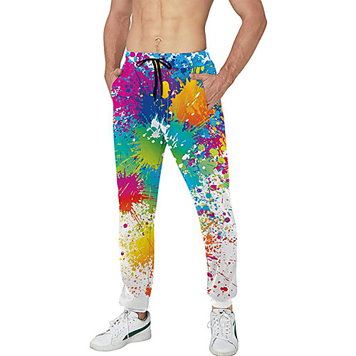 

Men's Casual Athleisure Daily Sports Jogger Pants Sweatpants Pants Graffiti Full Length Drawstring Pocket 3D Print Rainbow