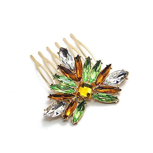 

european and american foreign trade original single exaggerated colored gems and flowers five-tooth comb comb new cf110