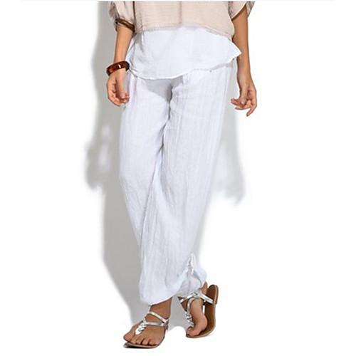 

Women's Classic Style Casual / Sporty Comfort Casual Daily Chinos Pants Plain Full Length White Black Blue Wine Light Brown