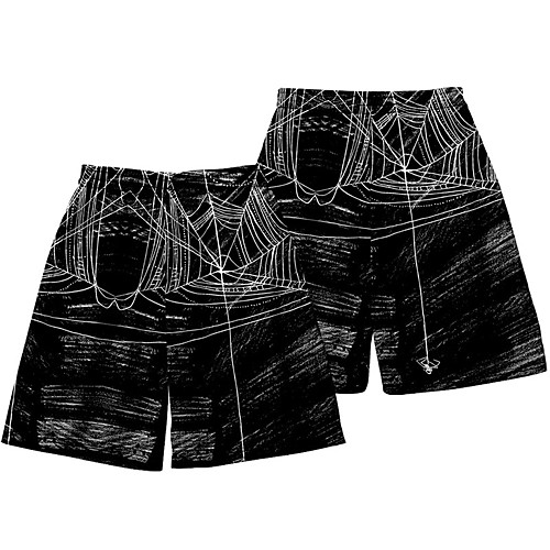 

Casual / Sporty Athleisure Men's Jogger Shorts Daily Holiday Pants Short Spider web Elastic Waist 3D Print Black