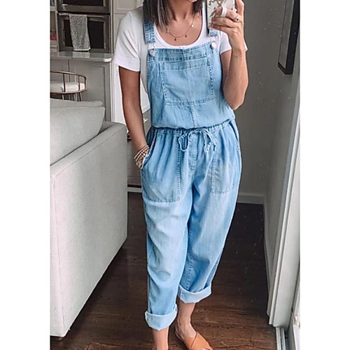 

Women's Ordinary Blue Jumpsuit Solid Colored