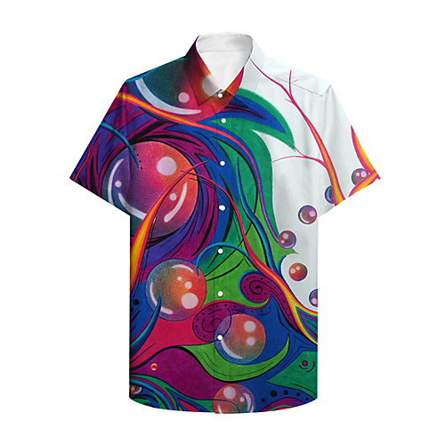 

Men's Shirt 3D Print Graphic Graphic Prints Button-Down Print Short Sleeve Daily Tops Casual Hawaiian Rainbow
