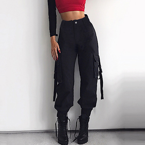 

Women's Cargo Streetwear Comfort Daily Going out Pants Pants Plain Full Length Pocket ArmyGreen Black Blushing Pink Wine Khaki