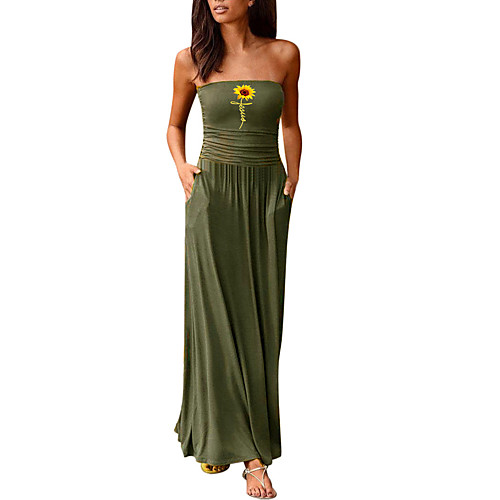 

Women's Sheath Dress Maxi long Dress Purple Wine Army Green Dusty Rose Green Royal Blue Black Dark Gray Red Navy Blue Sleeveless Floral Summer Strapless Formal 2021 S M L XL XXL