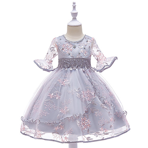

Princess Dress Party Costume Flower Girl Dress Girls' Movie Cosplay Christmas New Year's Pink Gray Dress Christmas Halloween Children's Day Polyester / Cotton