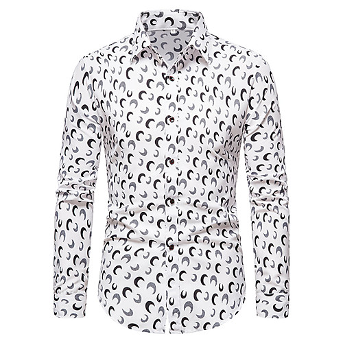 

Men's Shirt Other Prints Graphic Long Sleeve Casual Tops Casual White Black