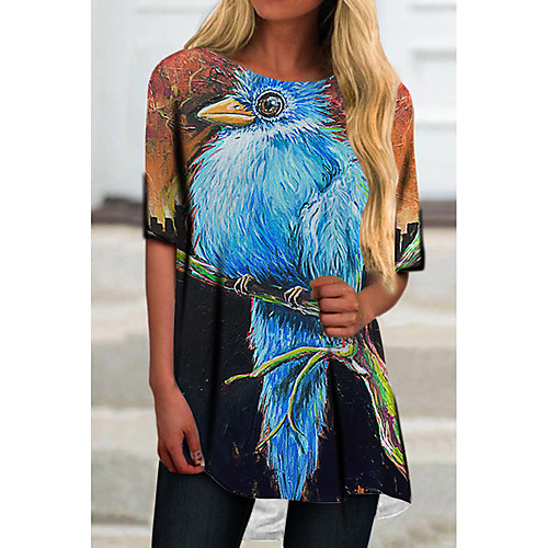 

Women's T Shirt Dress Tee Dress Short Mini Dress Blue White Black Light Blue Half Sleeve Color Block Animal Print Spring Summer Round Neck Casual Holiday 2021 S M L XL XXL 3XL