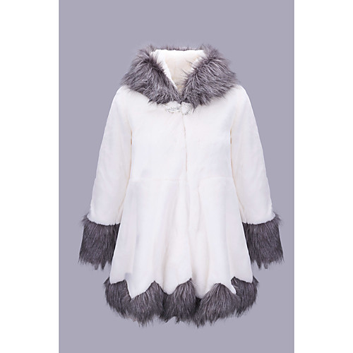

Women's Faux Fur Coat Causal Winter Long Coat Regular Fit Jacket Long Sleeve Color Block White Black / Plus Size