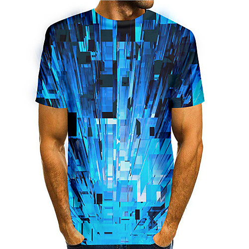 

Men's T shirt 3D Print Graphic 3D 3D Print Short Sleeve Daily Tops Basic Casual Round Neck Blue Red Dark Blue / Summer