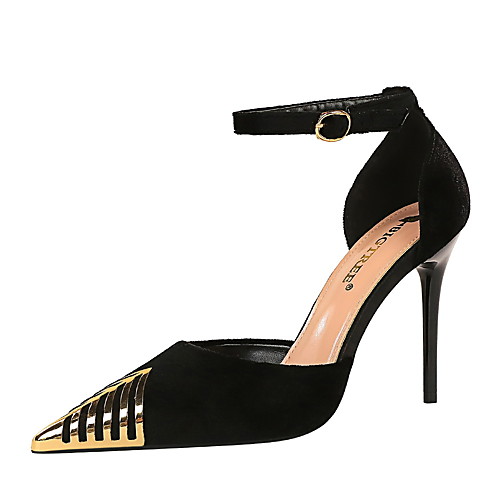 

Women's Heels Stiletto Heel Pointed Toe Suede Buckle Solid Colored Almond Black Red
