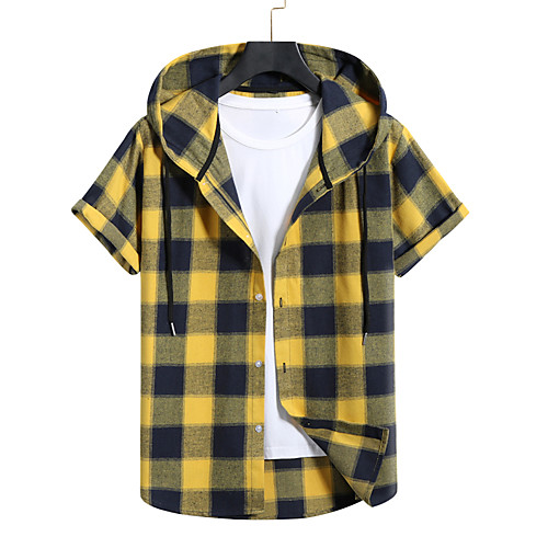 

Men's Sweatshirt Shirt non-printing Color Block Plain Patchwork Short Sleeve Casual Tops Yellow