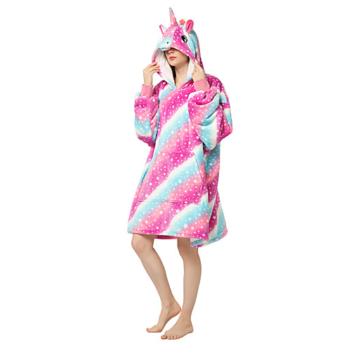 

Adults' Kigurumi Pajamas Unicorn Onesie Pajamas Flannel Fabric Fuchsia Cosplay For Men and Women Animal Sleepwear Cartoon Festival / Holiday Costumes