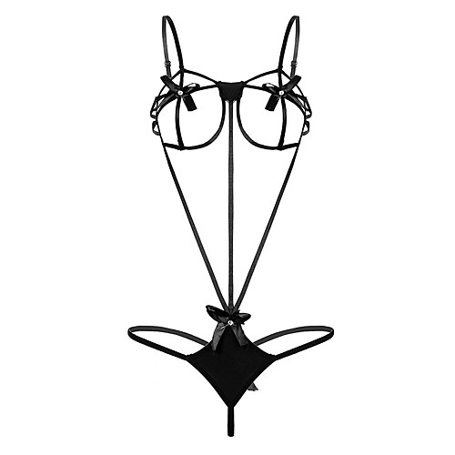 

Women's Bow Hole Sexy Sexy Lingerie Nightwear Solid Colored Bra White / Black One-Size