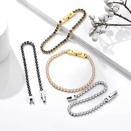 

Women's AAA Cubic Zirconia Chain Bracelet Tennis Bracelet Tennis Chain Fashion Fashion Trendy Titanium Steel Bracelet Jewelry Silver / Gold For Gift Date Birthday Festival