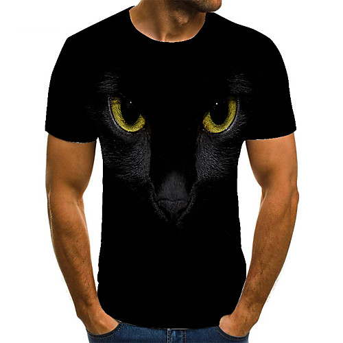 

Men's T shirt 3D Print Animal 3D Print Print Short Sleeve Casual Tops Casual Fashion Black