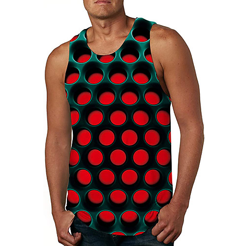 

Men's Tank Top Vest Undershirt Shirt 3D Print 3D 3D Print Sleeveless Daily Tops Casual Beach Red / Summer
