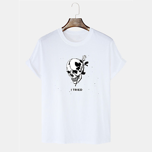 

Men's Unisex Tees T shirt Hot Stamping Graphic Prints Skull Plus Size Print Short Sleeve Daily Tops 100% Cotton Basic Casual White Black Blue