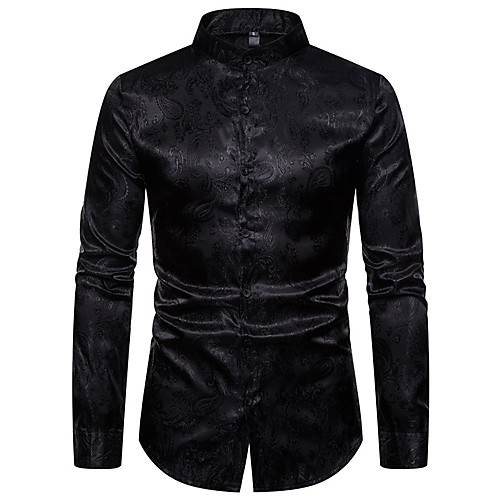 

Men's Shirt Other Prints Plants Print Long Sleeve Daily Tops Fashion White Black Red