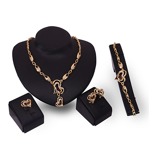 

Women's Jewelry Set Bridal Jewelry Sets Cut Out Heart Precious Fashion Gold Plated Earrings Jewelry Gold For Christmas Wedding Halloween Party Evening Gift 1 set
