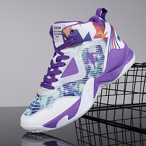 

Unisex Trainers Athletic Shoes Fantasy Shoes Flat Heel Round Toe Booties Ankle Boots Rubber Lace-up Color Block White / Blue White / Purple Purple / Booties / Ankle Boots