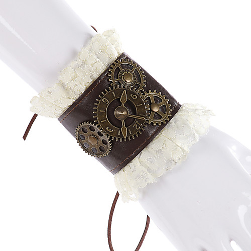 

Steampunk Holiday Jewelry Adults' Women's Cosplay Steampunk Party Masquerade Halloween Carnival Easter Festival / Holiday PU Leather Lace Brown Women's Men's Easy Carnival Costumes Patchwork