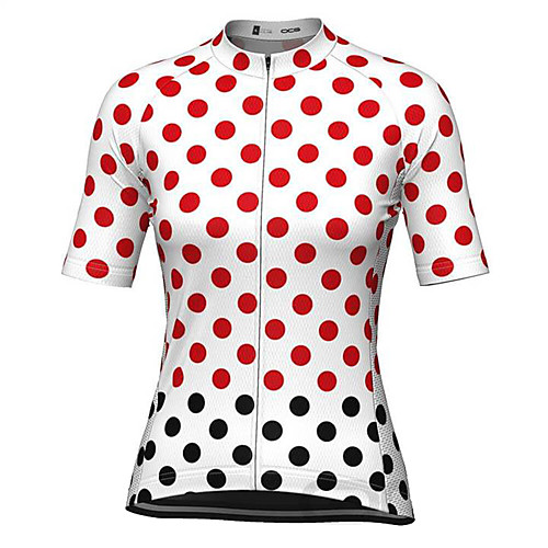 

21Grams Women's Short Sleeve Cycling Jersey Spandex White Polka Dot Bike Top Mountain Bike MTB Road Bike Cycling Breathable Sports Clothing Apparel / Stretchy / Athleisure