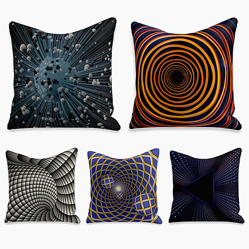

5 pcs Linen Pillow Cover, 3D Square Zipper Polyester Traditional Classic
