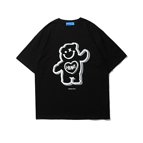 

Men's Unisex T shirt Hot Stamping Graphic Prints Bear Plus Size Print Short Sleeve Casual Tops 100% Cotton Basic Casual Fashion Black Red