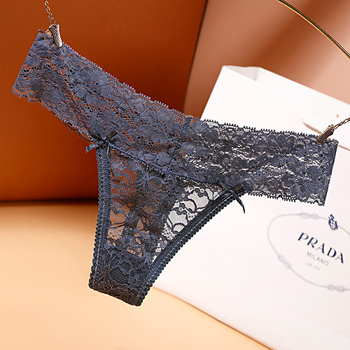 

Women's Lace G-strings & Thongs Panties Micro-elastic Low Waist 1 PC Blue S