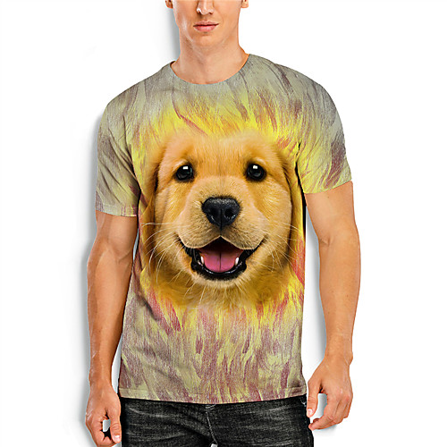 

Men's T shirt 3D Print Graphic Animal 3D Print Short Sleeve Daily Tops Basic Casual Brown